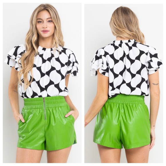 20 Boho Print Ruffle Sleeve Woven Blouse - Picture 3 of 7